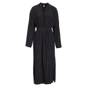 Eileen Fisher Womens Belted Kimono Robe- Size Small Black White $245